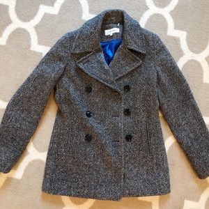 Calvin Klein Black Tweed Peacoat, Button Front, 2